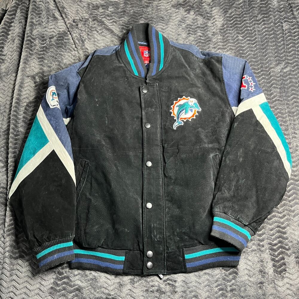 Vintage Miami Dolphins Suede Leather Jacket XL